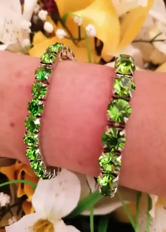 18k White Gold Peridot 79.2ct Tennis Bracelet/Peridot Tennis bracelet for women/August Peridot Jewelry Birthday Anniversary Girlfriend Gifts 