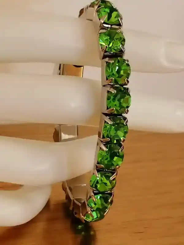 18k White Gold Peridot 79.2ct Tennis Bracelet/Peridot Tennis bracelet for women/August Peridot Jewelry Birthday Anniversary Girlfriend Gifts 