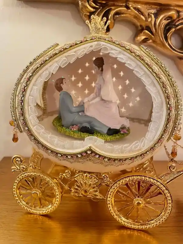 Ostrich LARGE Egg- Faberge Egg Music Box, Proposal Idea,HANDCARVED REAL Egg, Faberge egg Art, Newly Wed Gift to bride, Wedding gift from Dad 
