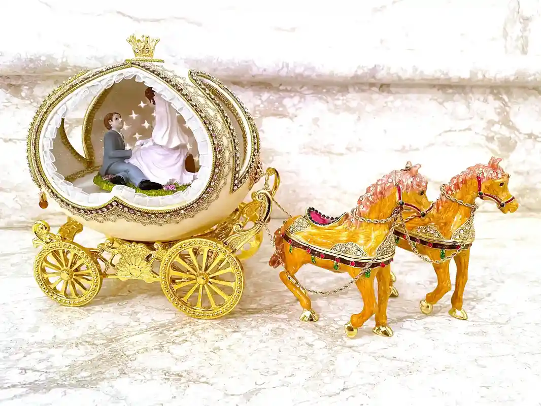 Ostrich LARGE Egg- Faberge Egg Music Box, Proposal Idea,HANDCARVED REAL Egg, Faberge egg Art, Newly Wed Gift to bride, Wedding gift from Dad 