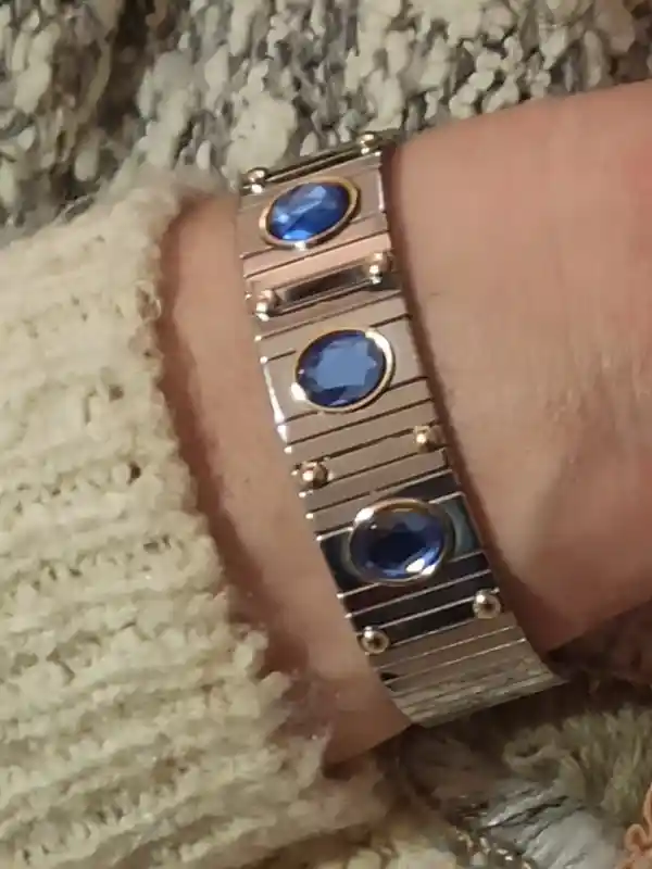 9ct SAPPHIRE SILVER Bracelet Ring SET/Blue Swarovski Crystal Bracelet Silver Ring/Statement bracelet/Sapphire Anniversary Gift/Gift for Her 