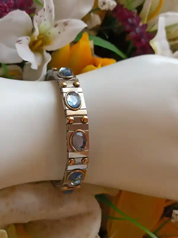 Blue TOPAZ Bracelet/HANDMADE Bracelet for Women/Blue Stacking Bracelet Gift/SILVER Bracelet Women/Gift for her/Wedding Glam Hand jewelry 