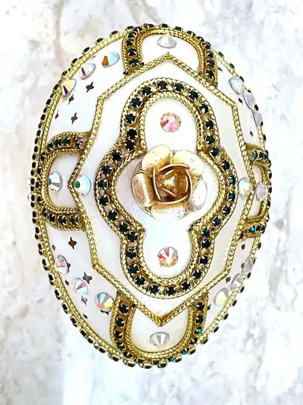 ONE of a Kind Wedding Gifts for Bride - Faberge-Style egg - HANDCARVED Natural Egg - Faberge Egg Music box - Fabrege Eggs Necklace Set - 24k GOLD 
