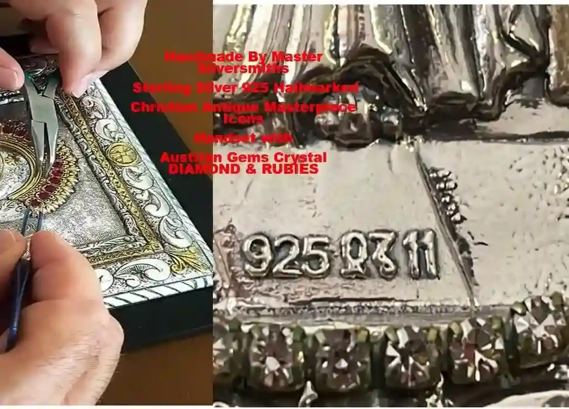 The Last Supper Icon Jesus Christ Orthodox Icon Religious gift Mystical Supper Icon SOLID SILVER Icon 408 GEMS Handpainted Icon Christmas 