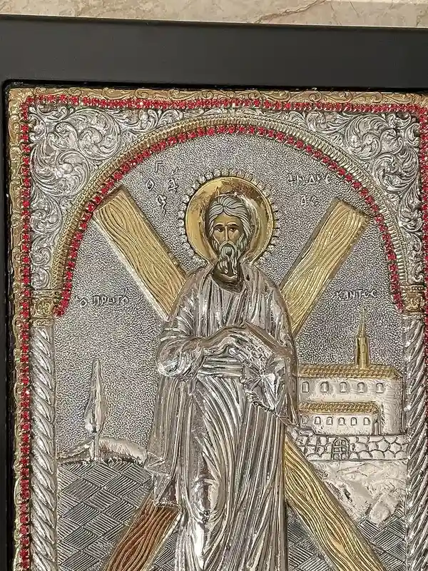 Saint Andrew the Apostle, Christian Icon, SOLID SILVER Icon, Christian Birthday gift, St Andrew Icon, Byzantine Gold Icon, HANDPAINTED Icon 