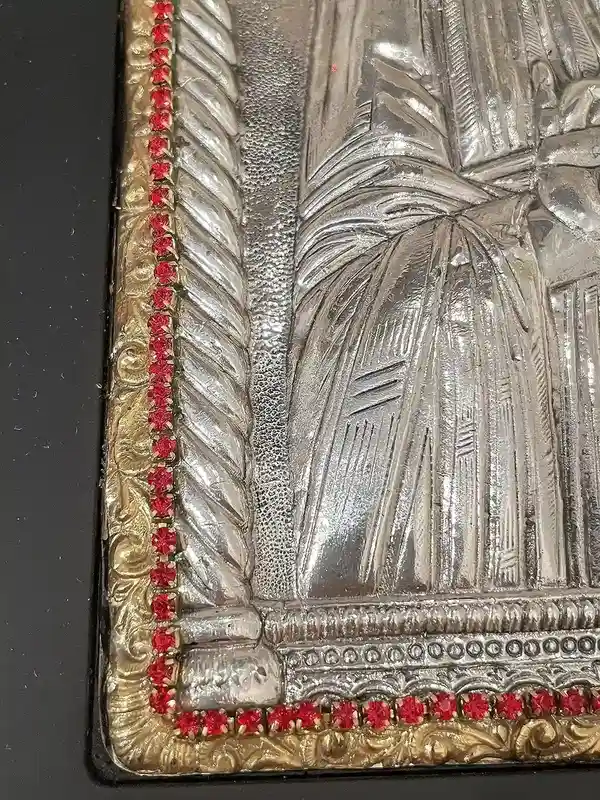 Jesus Christ the Teacher Icon SOLID Sterling Silver Byzantine Icon Greek Icon Pantocrator Icon Christian Baptism Communion gift 350 Gems HMD 