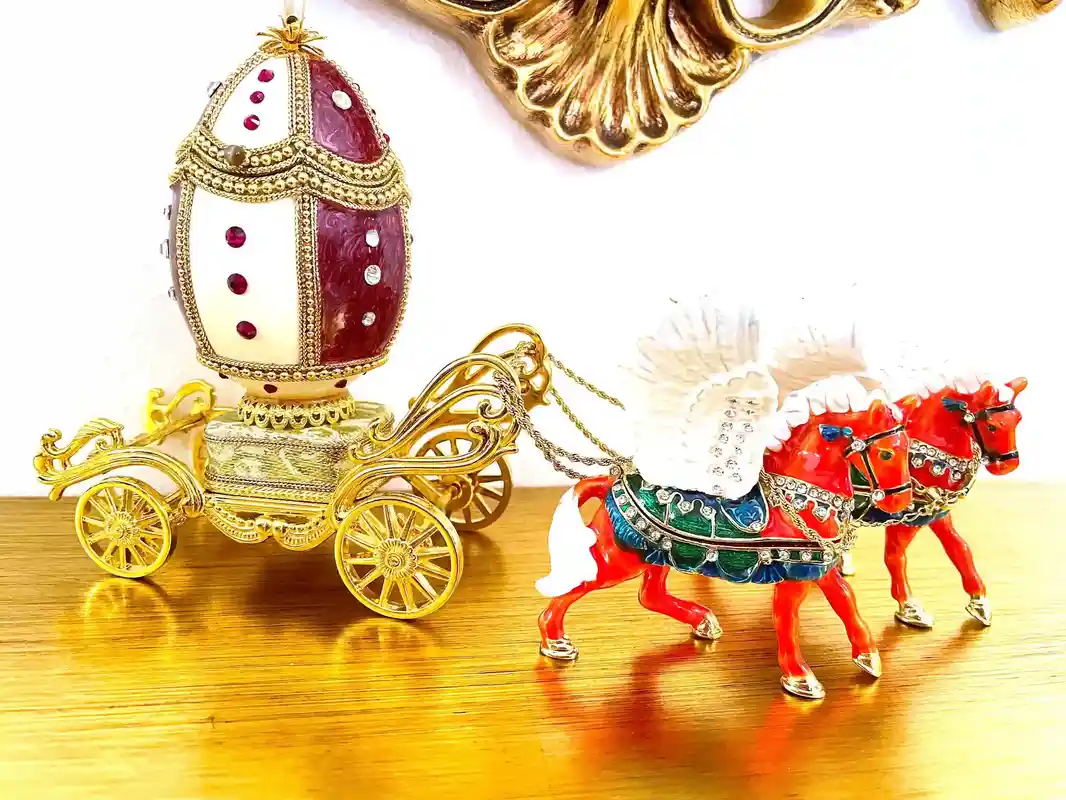 2001 Vintage Faberge Style Egg - Faberge Egg Music Box - 24k GOLD -HANDCARVED Egg - Swarovski Diamond HANDSET - Faberge Egg Box for Wedding 