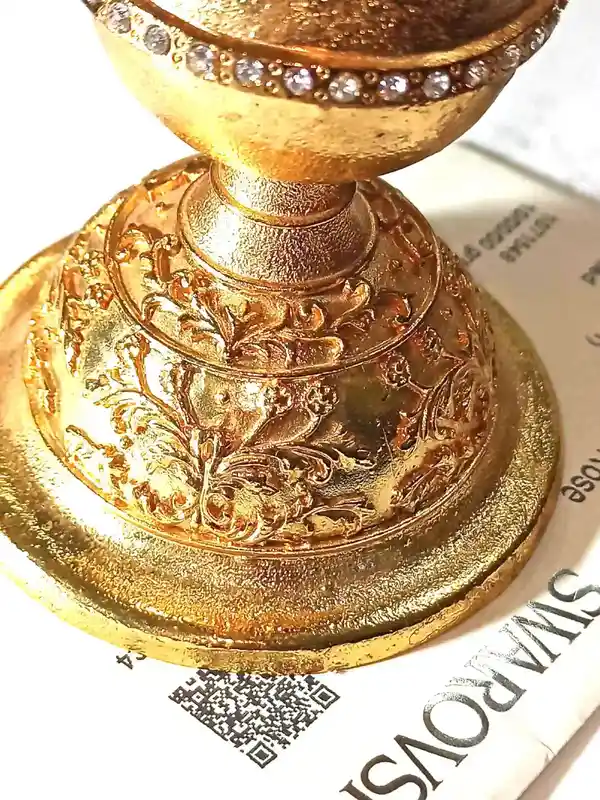 1990, Vintage Decor Home, Deer Hunter Ornament, 24k GOLD, HANDMADE, Swarovski DIAMOND Handset 10ct, Reindeer Trinket Box, Deer gifts for men 