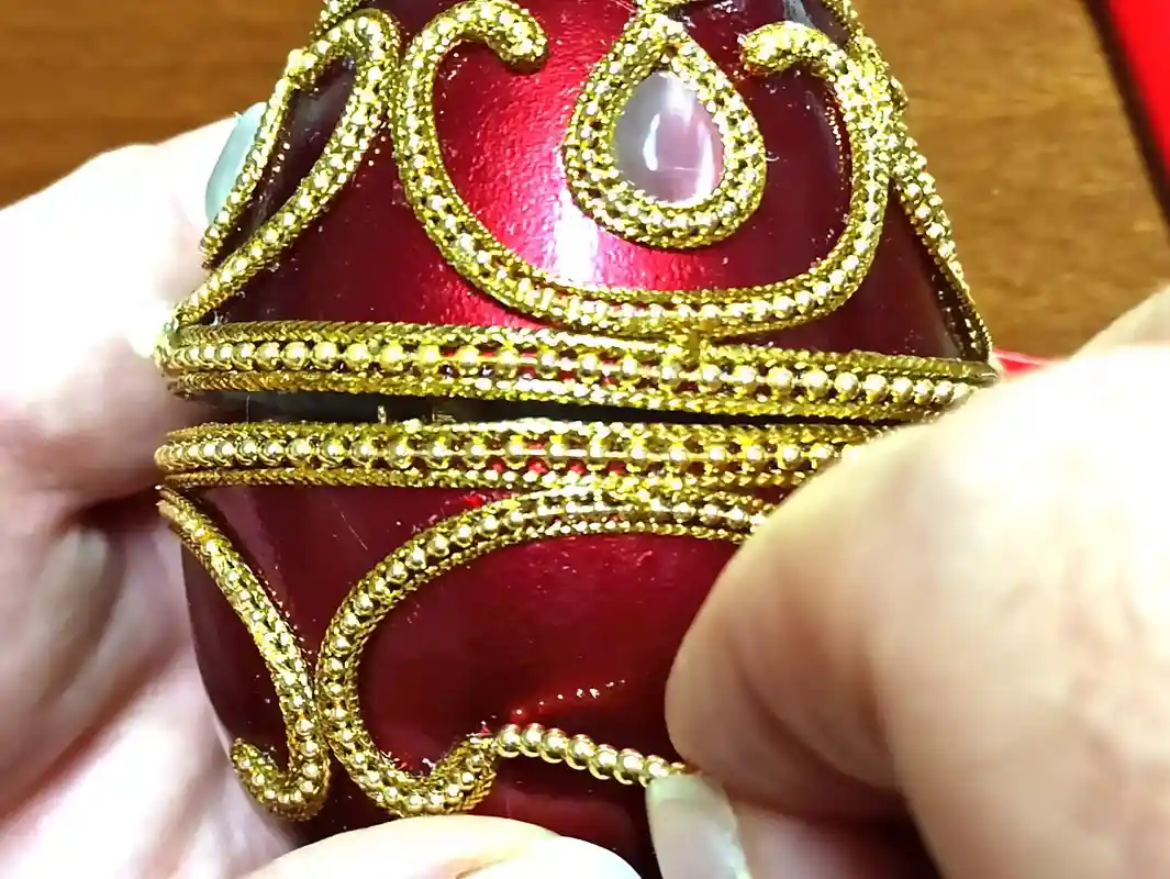 Luxury Jewelry box, Faberge-Style Egg, SET Christmas gift for parents, Home Decor, Faberge Music Box, Couples Gift, HANDCARVED, 24k GOLD, Diamond 