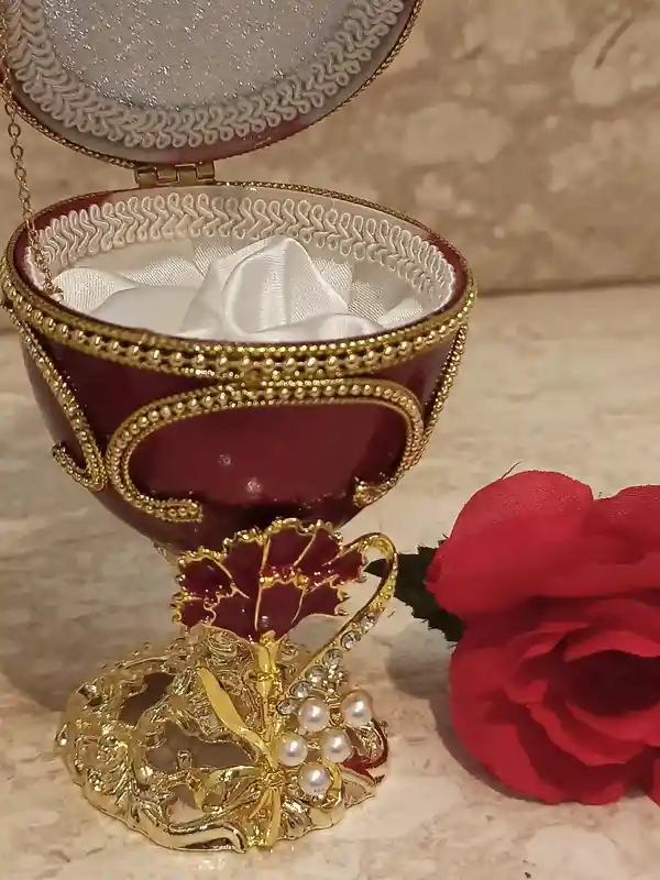 Mothers Day Trinket box,ONLYONE,Mothers day,Mothers day Jewelry box,FABERGE Egg Music Box,24k GOLD,Designer Gift box for Mom,Unique Mom gift 