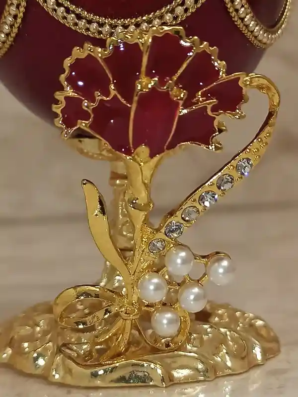 Mothers Day Trinket box,ONLYONE,Mothers day,Mothers day Jewelry box,FABERGE Egg Music Box,24k GOLD,Designer Gift box for Mom,Unique Mom gift 