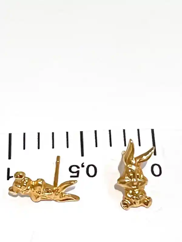 18k Solid Gold Bunny Earrings, Gold Rabbit Lover Studs, Sweet 16 Earrings For Daughter, 18K Gold Rabbit Studs, Appreciation Gift for Vet 