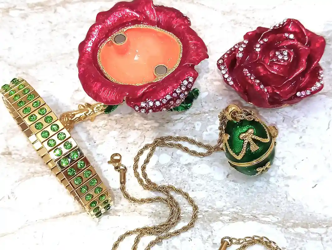 24k Gold, 7ct SET, Faberge Egg Pendant Gold, Green Luxury Bracelet, Faberge egg, Faberge egg Jewelry Box, PERIDOT gifts for women, HANDMADE 