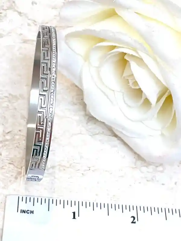 Meander Bracelet Greek Key bracelet White gold bracelet Ancient Greece Graduation ETERNAL Life Love & SUCCESS Bracelet Key bracelet for her 