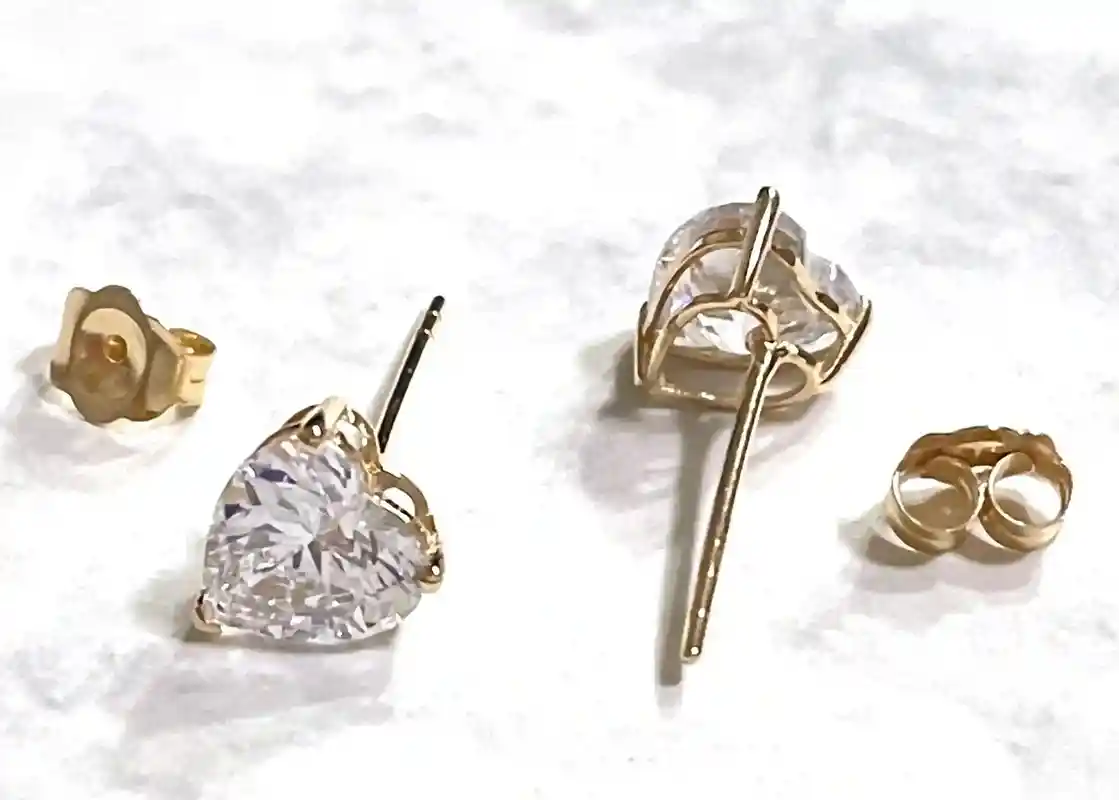 Solid 18k GOLD Diamond Earrings, 2CT Heart Stud Earrings Diamond, Handmade jewelry gift for her , Anniversary, Heart Earrings Diamond Studs