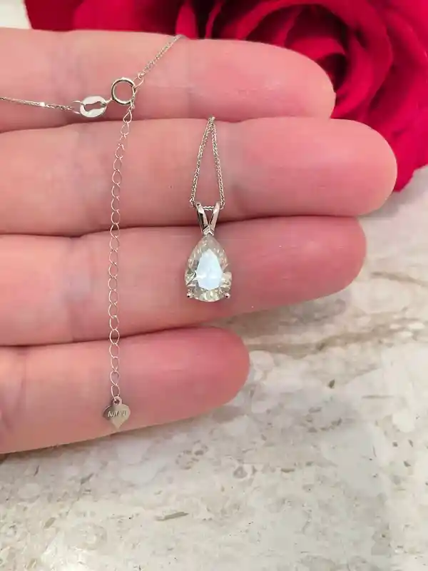 LabGrown Pear Shaped Diamond Necklace Pendant SOLID 18k White Gold GRA Certified 2 carat Solitaire Diamond Pear Pendant Fine Diamond Jewelry 