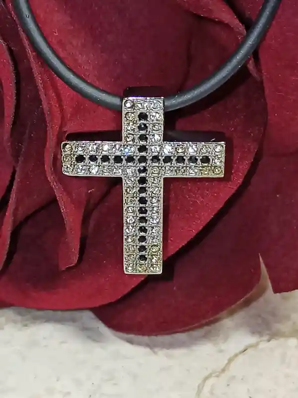 SILVER Modern CROSS Necklace set for women Swarovski Diamonds 1.64ct/Christian Jewelry/Cross Pendant Necklace Bracelet Earrings Silver Gift 