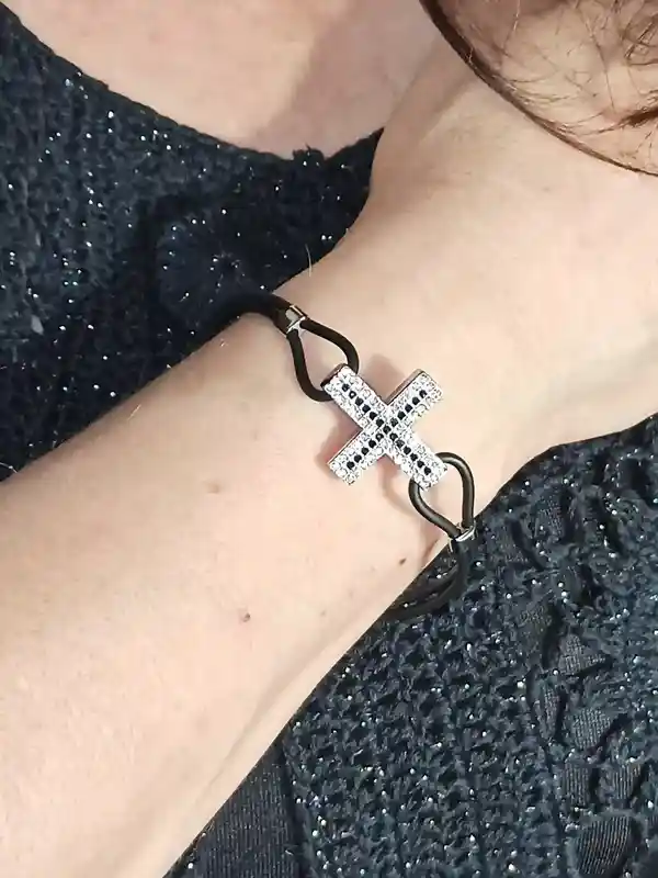SILVER Modern CROSS Necklace set for women Swarovski Diamonds 1.64ct/Christian Jewelry/Cross Pendant Necklace Bracelet Earrings Silver Gift 