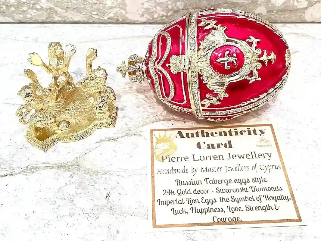 Faberge Christmas New Years Wreath Jewelry + Faberge style egg Handmade Pure GOLD decor Swarovski Faberge Set LUCK Joy LOVE Happiness gift 