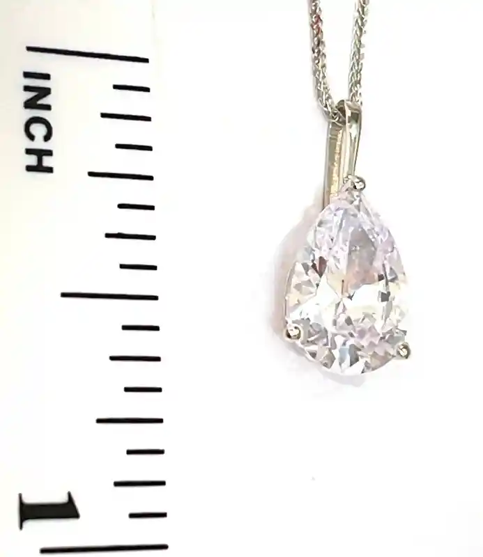 1.65ct SOLID 18k Gold Tear Drop Diamond Solitaire Pendant Pear Shaped Necklace Delicate Bridal Necklace White Gold Pendant Handmade Jewelry 
