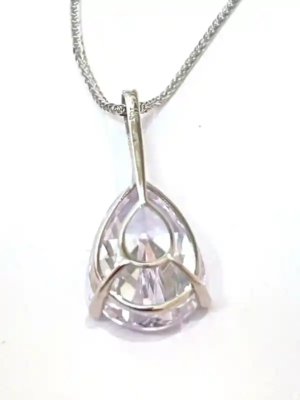 1.65ct SOLID 18k Gold Tear Drop Diamond Solitaire Pendant Pear Shaped Necklace Delicate Bridal Necklace White Gold Pendant Handmade Jewelry 