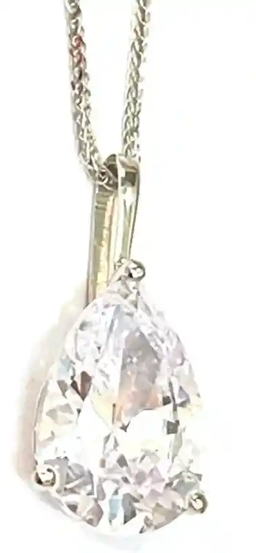 1.65ct SOLID 18k Gold Tear Drop Diamond Solitaire Pendant Pear Shaped Necklace Delicate Bridal Necklace White Gold Pendant Handmade Jewelry 