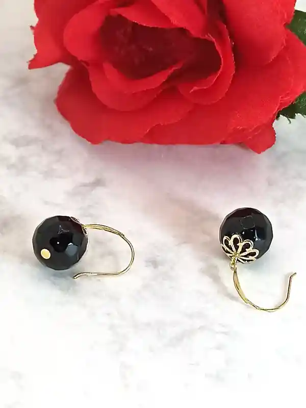 Luxury Earrings GOLD,Designer Earrings Dangle,Solid Gold Earrings,18k GOLD Earring Dangle,NATURAL Onyx,10mm,Gemstone Earrings Dangle Gold,1