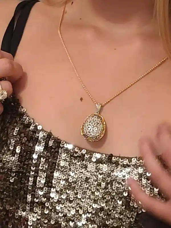 3carat, Lady DIAMOND Necklace, Faberge Egg Charm, Silver Anniversary gift for her, Christmas gift idea for women, 25th birthday , BDAY 