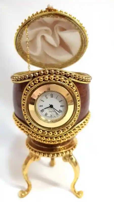 1990 FABREGE style Antique Egg Box Clock VINTAGE Faberge egg Gift for Father in law Faberge Egg Father of Groom Gift from Son Grandfather 