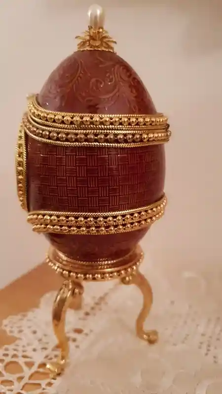 1990 FABREGE style Antique Egg Box Clock VINTAGE Faberge egg Gift for Father in law Faberge Egg Father of Groom Gift from Son Grandfather 