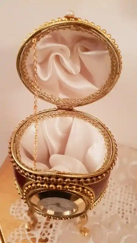 1990 FABREGE style Antique Egg Box Clock VINTAGE Faberge egg Gift for Father in law Faberge Egg Father of Groom Gift from Son Grandfather 