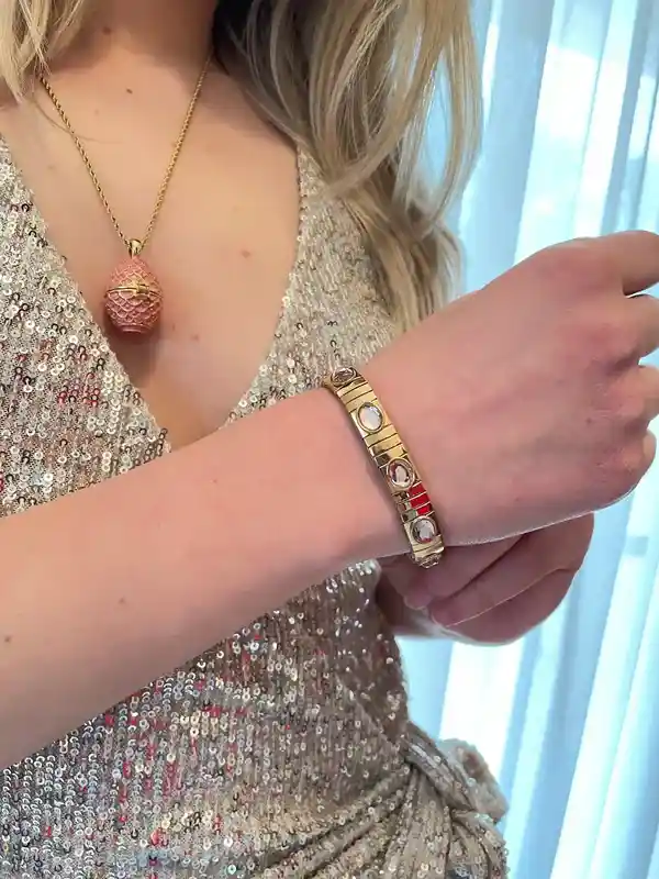 Handmade Faberge Egg style Jewelry Faberge Pendant + Austrian Crystal Gem Bracelet 24k Faberge Style Egg Pendant Necklace PINK Bridesmaid 