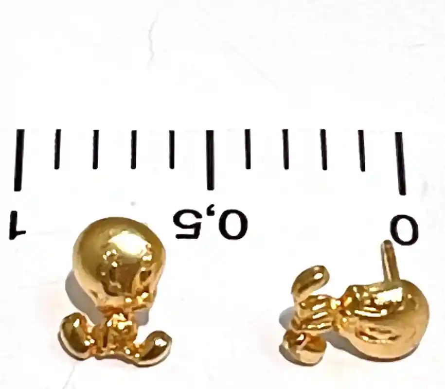 Original Vintage Earrings Tweety Bird Jewelry Gold -1st Birthday Earrings for her - Baby Shower Earrings - SOLID 18k Gold - Tweety Earrings 