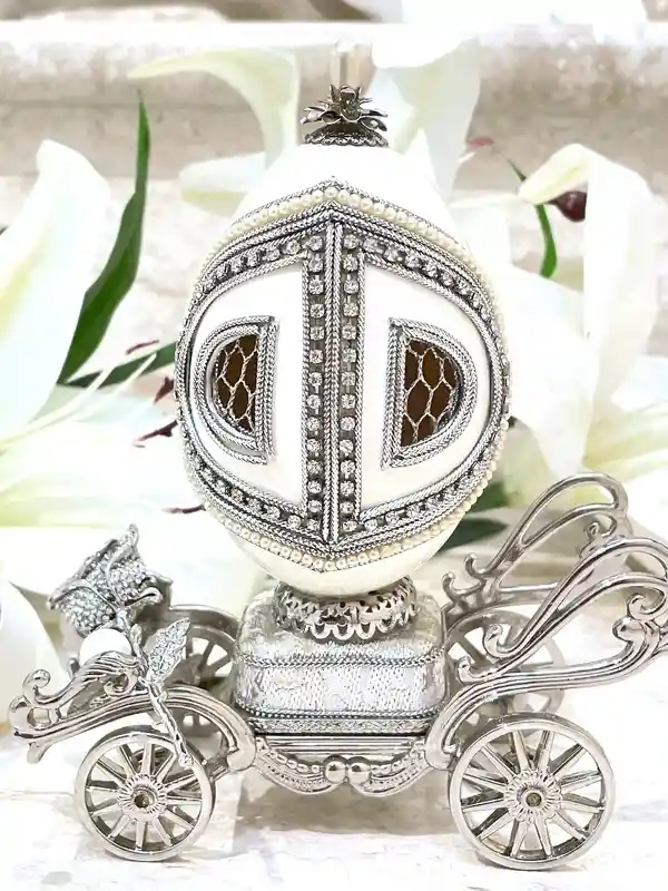 Faberge Egg Antique Imperial Faberge Style Egg 1989 Gift for wife 35year Anniversary gift Bride Wedding day Bridal shower gift for daughter 