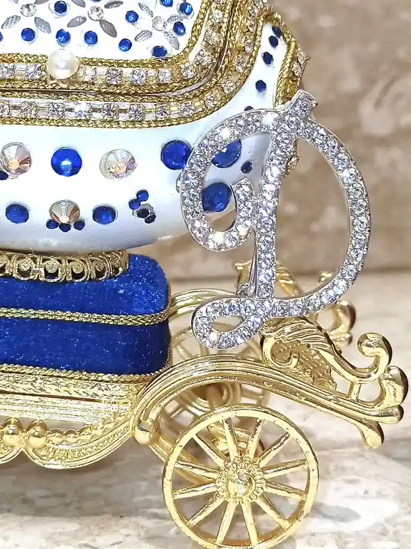 Luxury Antique Princess Diana Memorabilia Gift, Faberge Egg Music Box,Royal Diana Silver Coin Jewelry box,Faberge egg Trinket box 24kt 