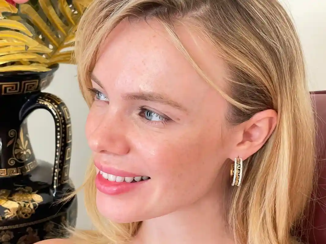 18k Yellow Gold Greek Key Design Diamond Meander Earrings Greek Key Hoop Earrings Greek Key Pattern Jewelry 136 Austrian Crystal Diamonds 