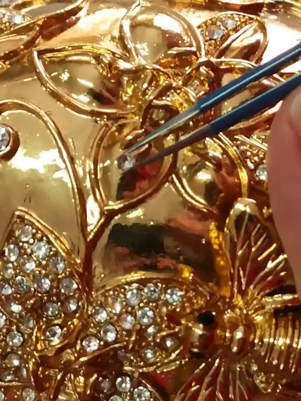 Egg Faberge-Style, Luxury Wedding Gift, POMEGRANATE, Faberge egg style, Pomegranate Ring Box, 24K GOLD, Pomegranate Ornament, 450 Diamonds 10ct 