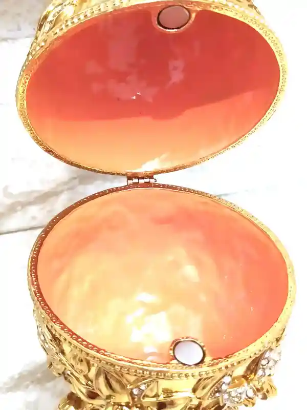 Egg Faberge-Style, Luxury Wedding Gift, POMEGRANATE, Faberge egg style, Pomegranate Ring Box, 24K GOLD, Pomegranate Ornament, 450 Diamonds 10ct 