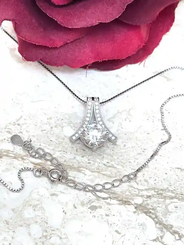 Pillar Of LIGHT 2 carat DIAMOND Solitaire Pendant Lab Created Diamond Necklace Moss Round Diamond Jewelry Certified Mom Anniversary Birthday 