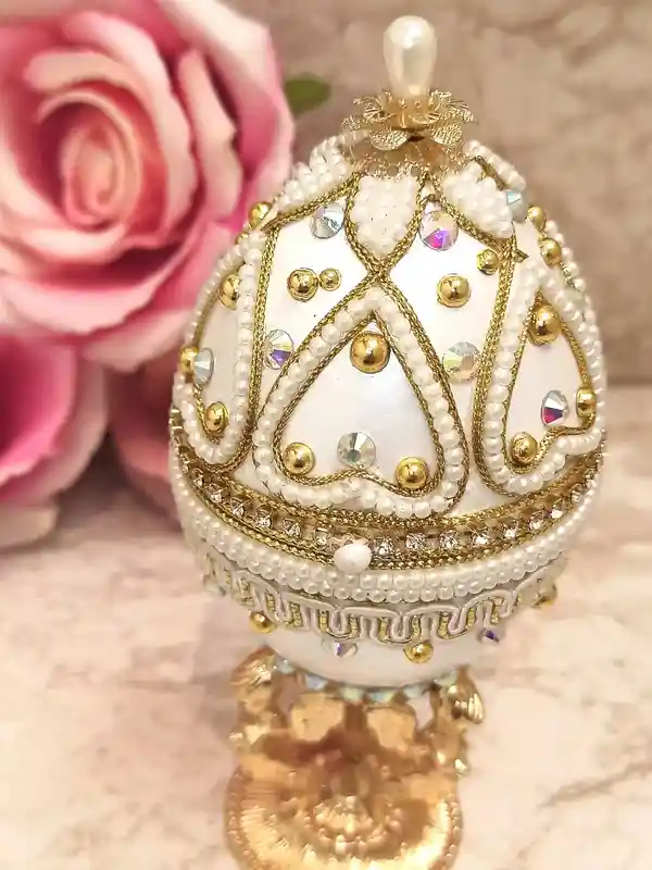 5ct, Faberge-Style, Angel Vintage, Christian Trinkets, 24k GOLD, Faberge Egg, Angel Trinket Box, Christmas gift, Xmas Angel, Faberge Egg style 