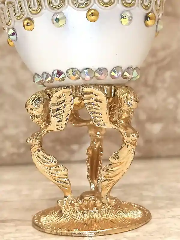 5ct, Faberge-Style, Angel Vintage, Christian Trinkets, 24k GOLD, Faberge Egg, Angel Trinket Box, Christmas gift, Xmas Angel, Faberge Egg style 