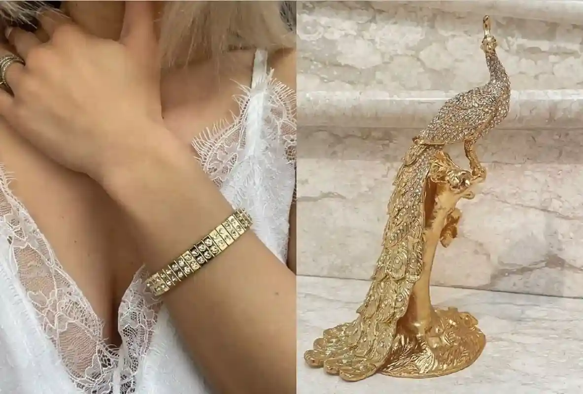 Antique Unique 21st Birthday gift 24k GOLD Large Peacock Lover gift Faberge Egg Handmade Jewelry box 840 Swarovski Diamond Handset 2003 Bday 