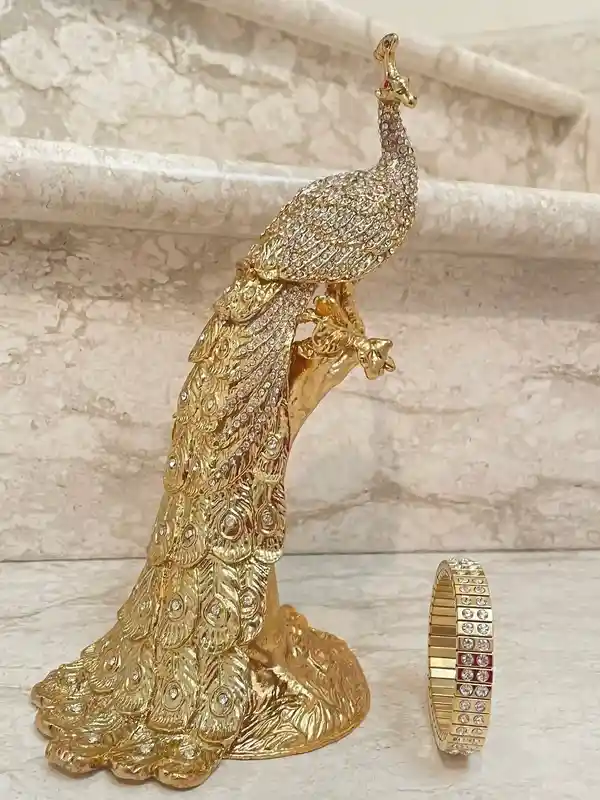 Limited Edition Pure Gold Decor Peacock HANDMADE LARGE Faberge style Egg Luxury Jewelry box Faberge Egg 840 Swaroski Diamond Handset Mothers day gift 