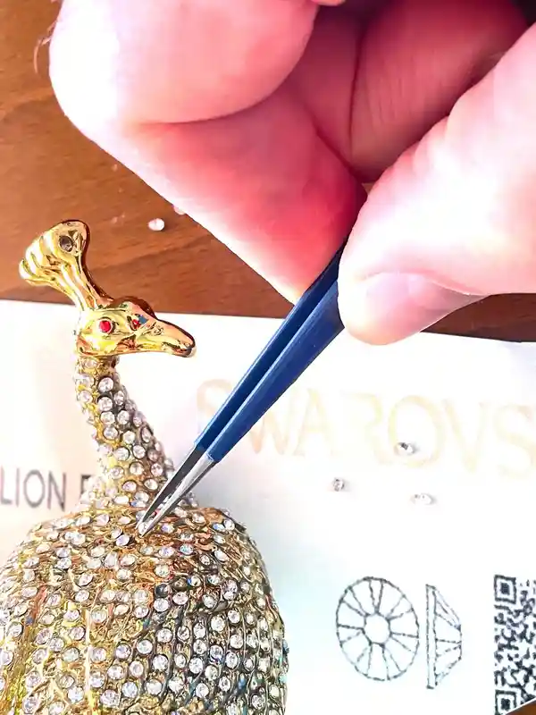 Limited Edition Pure Gold Decor Peacock HANDMADE LARGE Faberge style Egg Luxury Jewelry box Faberge Egg 840 Swaroski Diamond Handset Mothers day gift 