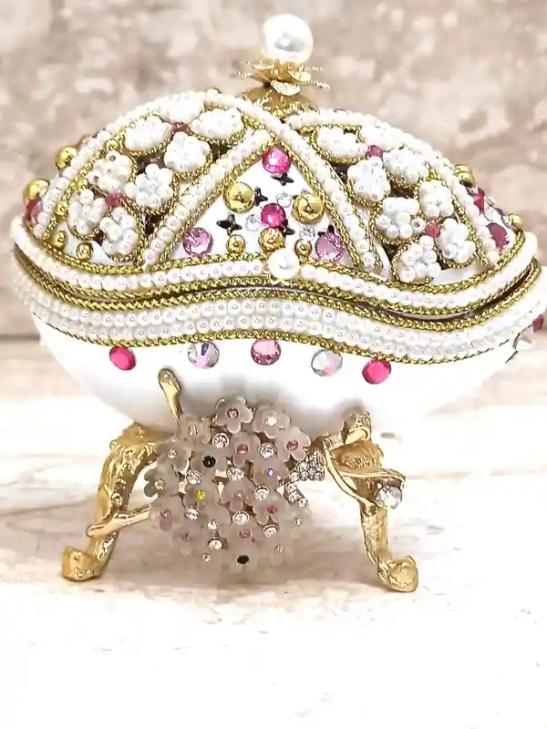 Faberge-Style Egg Ballerina Music Box LUXURY Baby Shower Gift for Newborn Girl Faberge Style Egg 24KGOLD Baptism Jewelry Box Girl Bday present 
