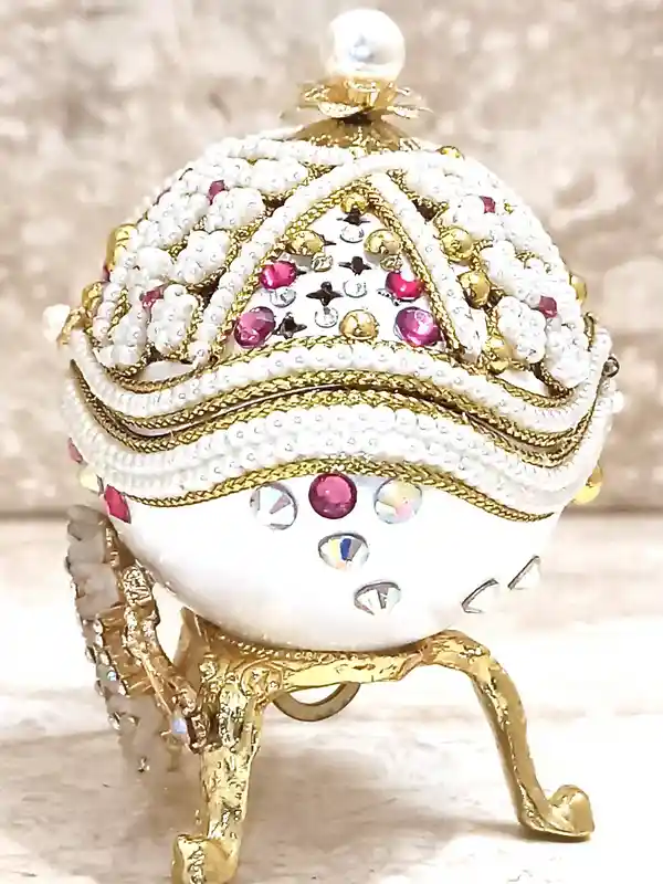 Faberge-Style Egg Ballerina Music Box LUXURY Baby Shower Gift for Newborn Girl Faberge Style Egg 24KGOLD Baptism Jewelry Box Girl Bday present 