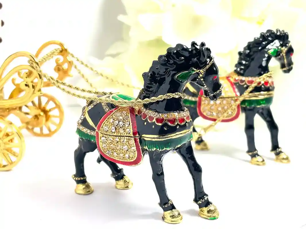 Antique - ONE Of a Kind - Faberge-Style Egg style - Black Beauty gift - HAND Carved - Faberge Egg Music box - 24k GOLD - Mother's Day - Faberge 