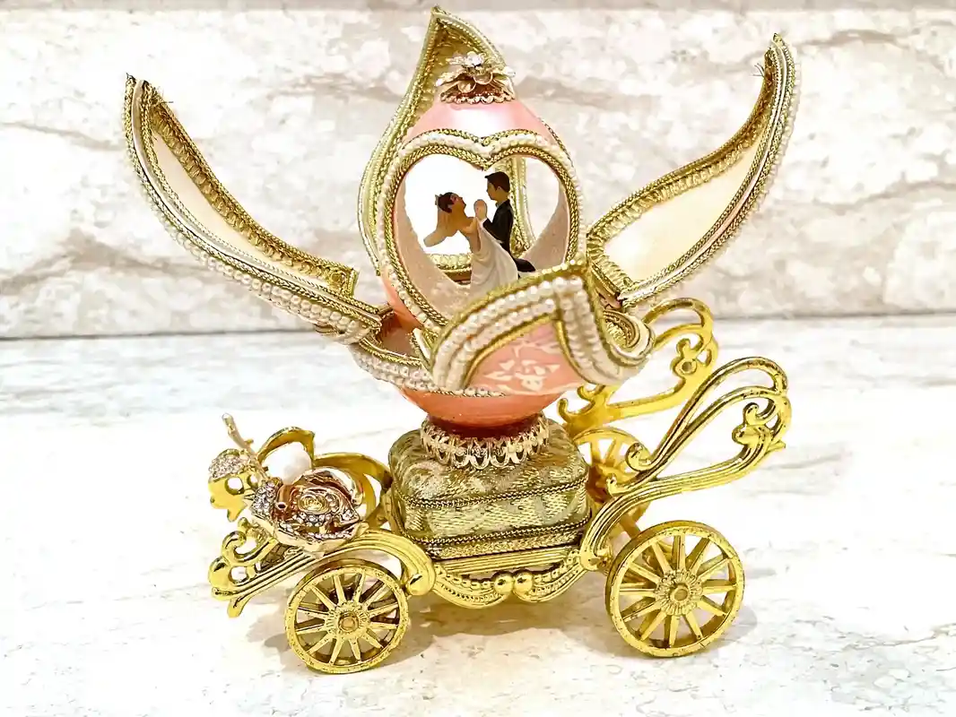 One Ofa Kind Faberge-Style Egg Imperial Egg Antique 1983 Faberge Egg Handcarved Musical Faberge egg Unique gift for wife 40th Birthday Anniversary 