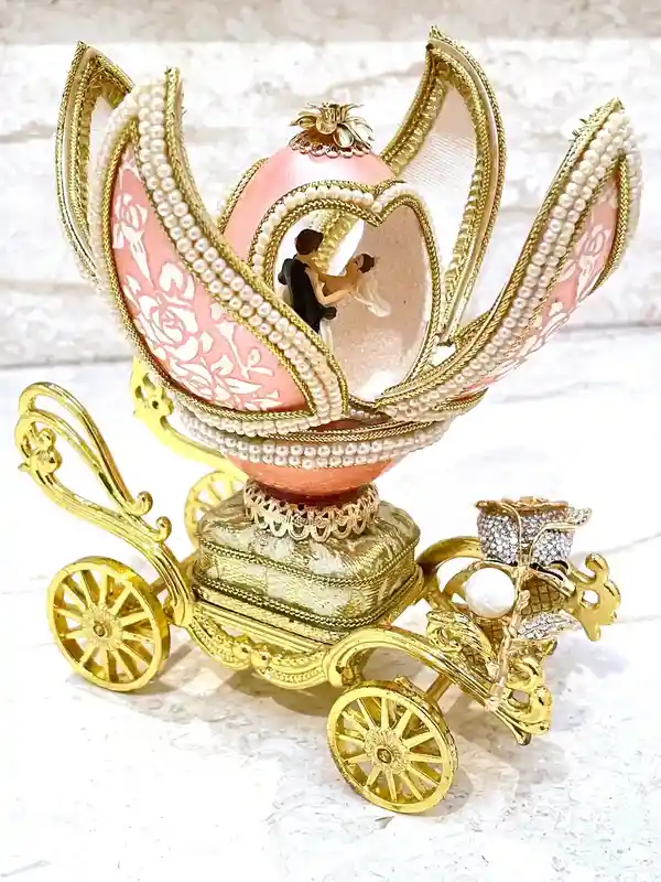 One Ofa Kind Faberge-Style Egg Imperial Egg Antique 1983 Faberge Egg Handcarved Musical Faberge egg Unique gift for wife 40th Birthday Anniversary 
