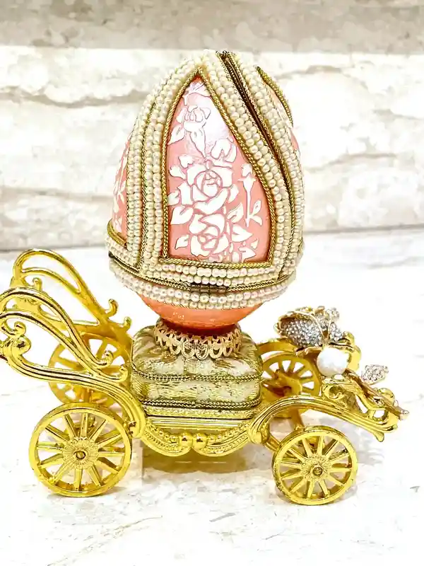 One Ofa Kind Faberge-Style Egg Imperial Egg Antique 1983 Faberge Egg Handcarved Musical Faberge egg Unique gift for wife 40th Birthday Anniversary 